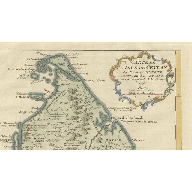 Mid 18th Century Antique Map of Sri Lanka, 1750 For Sale - Image 5 of 10