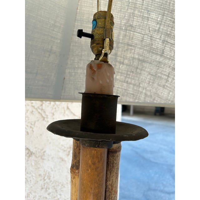 Bamboo and Wrought Iron Floor Lamp For Sale - Image 9 of 12