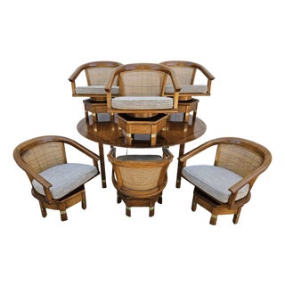 Jim Peed for Hickory Manufacturing -Six Model 5105 Swivel Chairs and Table For Sale
