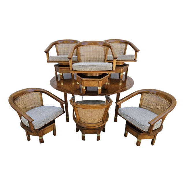 Jim Peed for Hickory Manufacturing -Six Model 5105 Swivel Chairs and Table For Sale