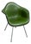 1971 MCM Eames Herman Miller Molded Fiberglass Shell Armchair Upholstered Green Naugahyde Galvanized H Base For Sale