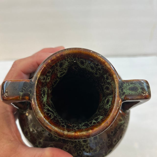 Mid Century Brown and Green Speckled Ceramic Urn/ Vase For Sale - Image 9 of 9