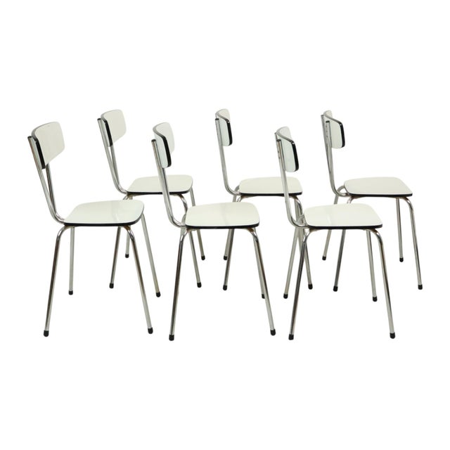 Grey Formica and Chrome Dining Chairs, 1960s, Set of 6 For Sale - Image 4 of 18