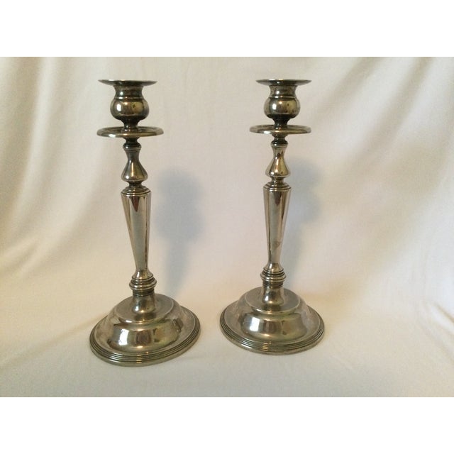 Vintage Silver-Plated Candlestick Holders- Set of 2 For Sale - Image 10 of 10