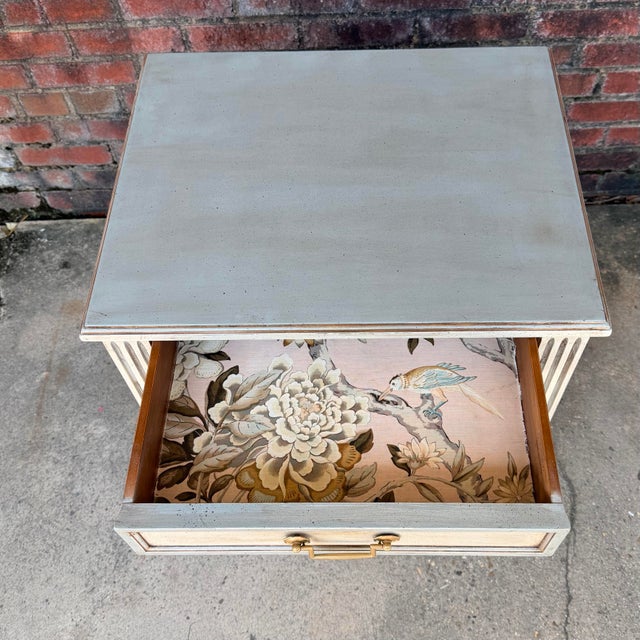 1960s Henredon Swedish Gustavian Brass-Lattice Floating Commode - Newly Painted For Sale - Image 9 of 17