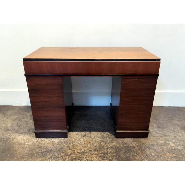 Art Deco Mahogany Desk With Bakelite and Brass Pulls For Sale - Image 11 of 12