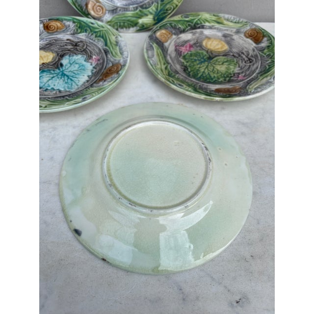 French Majolica Plate With Pumpkin & Snail Onnaing, Circa 1890 For Sale In Austin - Image 6 of 6