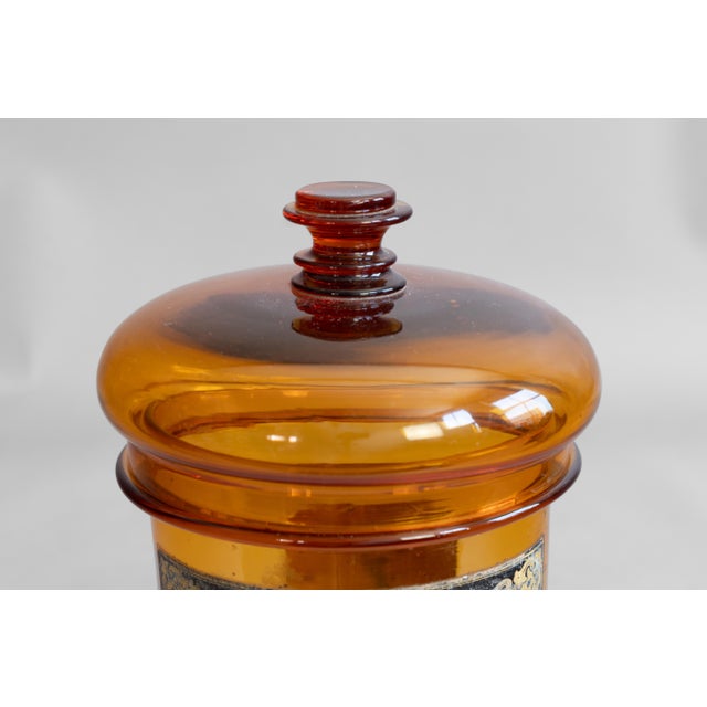 French Amber Glass Apothecary Jars, 1870, Set of 2 For Sale - Image 9 of 10