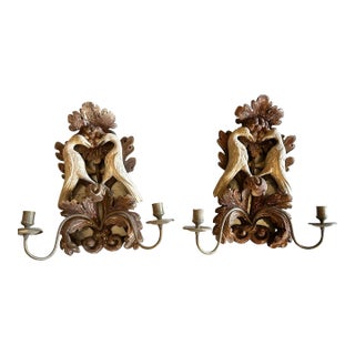 Pair of 18th Century Portuguese Carved Wood Wall Sconces With Provenance For Sale