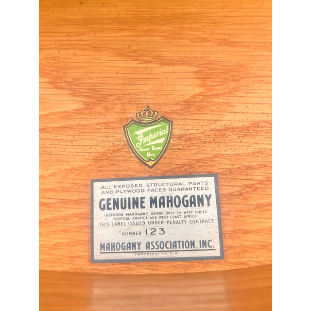 Wood Antique English Chippendale Style Mahogany Leather Top Center Table & Mirror Top For Sale - Image 7 of 12