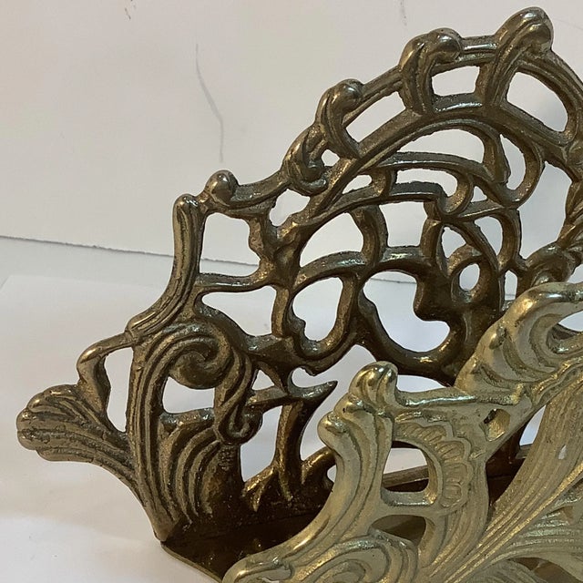 Baroque Vintage Hollywood Regency Baroque Brass Letter Holder or Napkin Holder. For Sale - Image 3 of 9