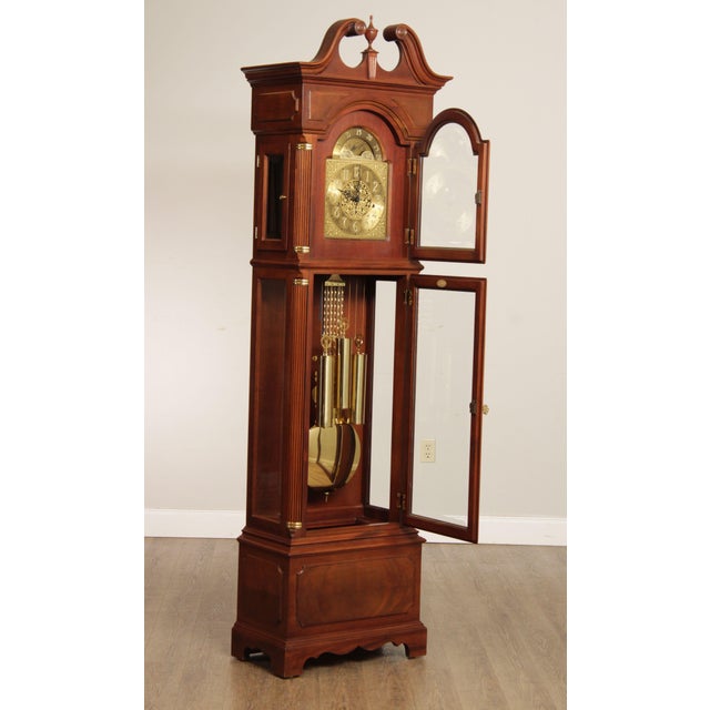 1990s Ethan Allen Mahogany Tall Cased Grandfather Clock Chairish