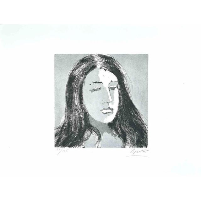 Inge is an original etching realized by Giacomo Manzù in the 1970s. Hand-signed. Numbered on the lower left. Edition of...