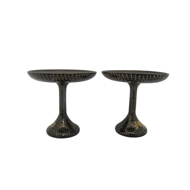 Antique Japanese lacquer display stands, known as takatsuki, often used in Hina doll sets to present ceremonial sweets or...