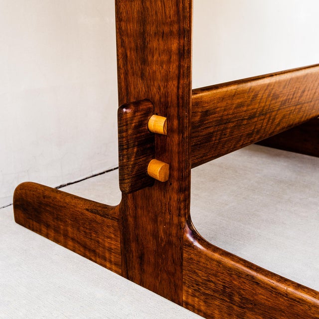 Brown Mid Century Shedua Wood Dining Table Attributed to Gerald McCabe For Sale - Image 8 of 18