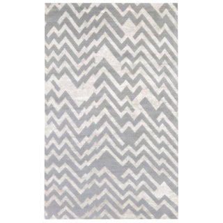 Contemporary Rocky Peaks Beige and Grey, Silk and Wool Rug by Doris Leslie Blau For Sale