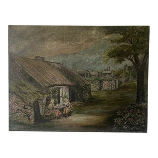 Rare Early 19th Century Landscape Oil Painting on Canvas For Sale
