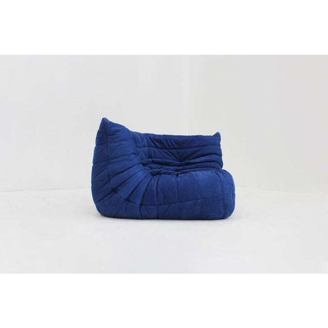 Blue Leather Corner Armchair by Michel Ducaroy for Ligne Roset, 1990s For Sale - Image 6 of 11