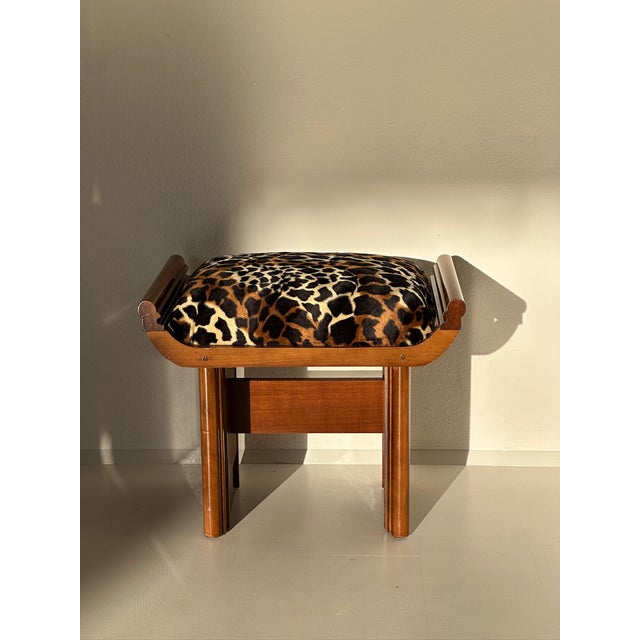 Art Deco Ottoman in Spotted Leo Fabric, 1930s For Sale - Image 6 of 6