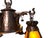 Metal 1910s Arts and Crafts 5 Light With Four Lanterns and Mica Dome Bottom Light For Sale - Image 7 of 16