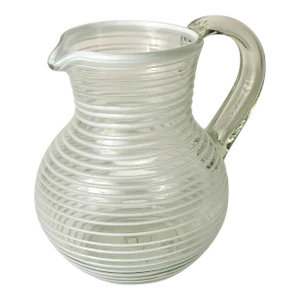 Hand Crafted Swirl Detail Glass Pitcher Made in Mexico