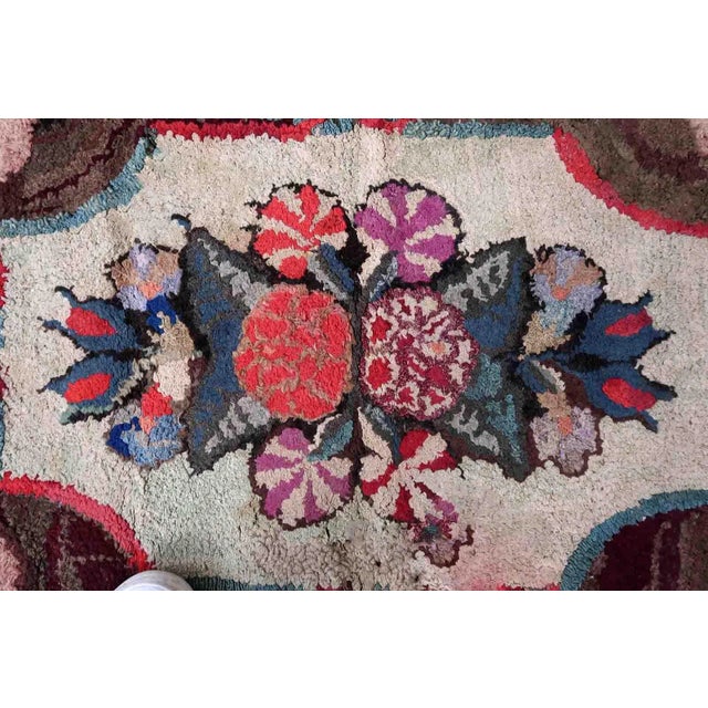 1880s Handmade Antique American Hooked Rug 2' X 3.5' For Sale - Image 10 of 11