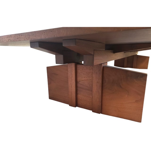 Coffee Stunning Solid Black Walnut Architecturally Significant Japanese Influenced Coffee Table For Sale - Image 8 of 12
