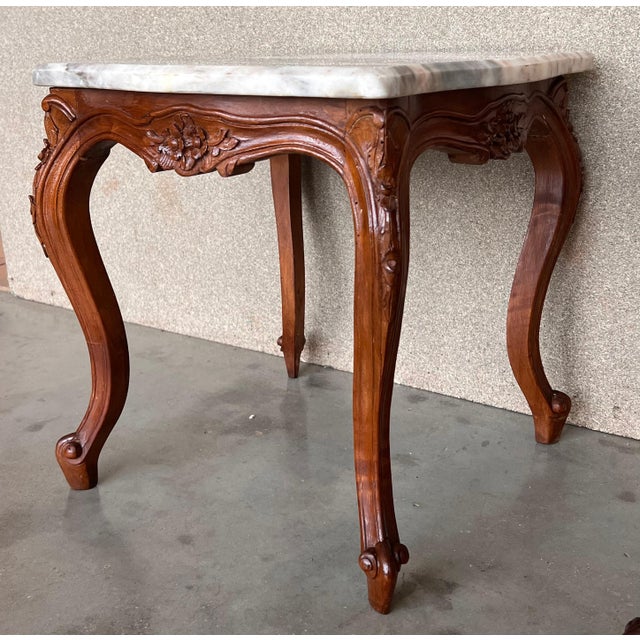Early 20th Century Early 20th Century Louis XV Style Set of Two Coffee Table with Marble-Top For Sale - Image 5 of 18
