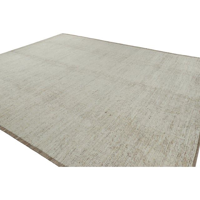 Rug & Kilim Rug & Kilim’s Oversized Kilim With Beige and White Textural Stripes and Striae For Sale - Image 4 of 7