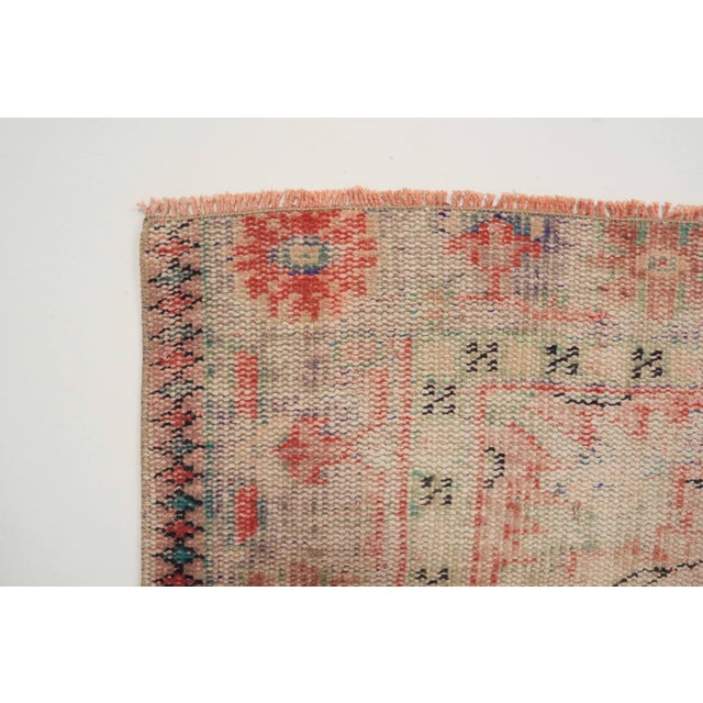 1970s Vintage Turkish Handmade Wool Cotton Pink Area Rug For Sale - Image 4 of 12