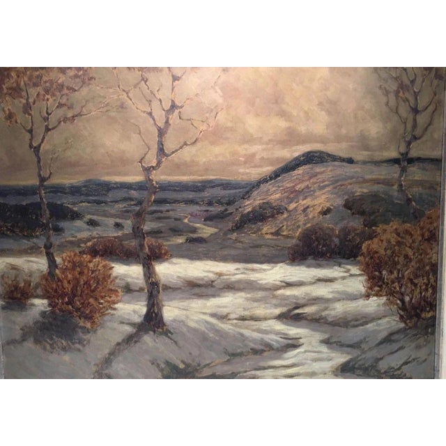 View of Bad Schandau and the Lilienstein in Winter, Oil Painting on Panel For Sale - Image 12 of 12