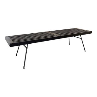 Mid-Century Modern Black Lacquered Slat Bench Coffee Table For Sale