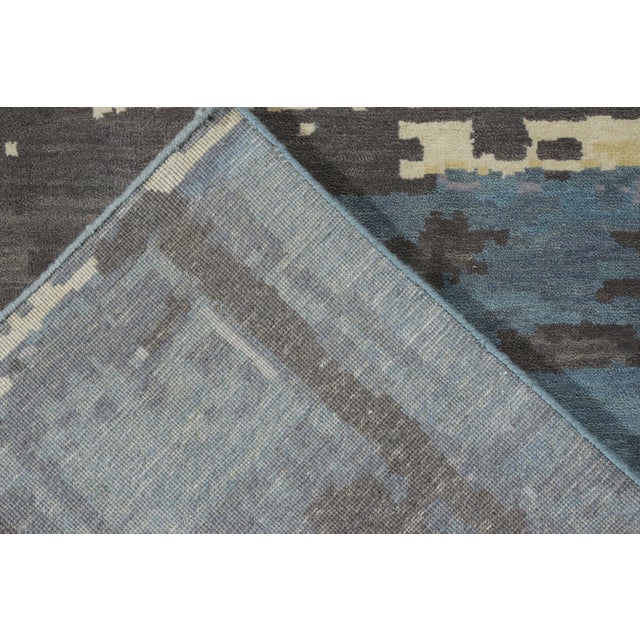 2010s Rug & Kilim’s Deco Style Modern Rug in Blue, Black Geometric Pattern For Sale - Image 5 of 5