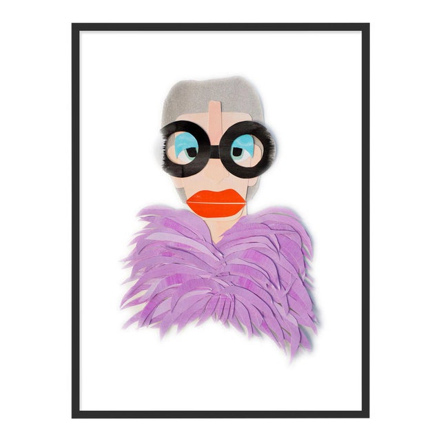 Iris with Purple Feathers by Melvin G in Black Framed Paper, Medium Art Print For Sale