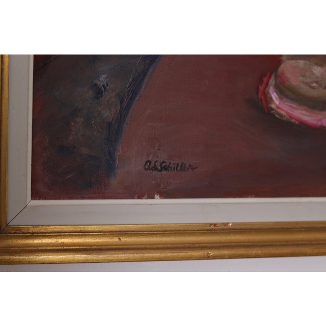 Aina Schiller, White Roses, 1950s, Oil on Canvas, Framed For Sale - Image 5 of 15