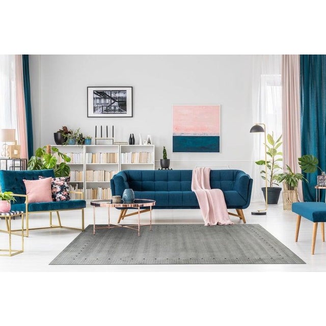 8x10 Gray Hand-Knotted Wool Dotted Border Open Field Solid Modern Carpet Rug For Sale - Image 4 of 4