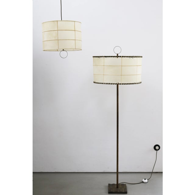 Minimalist Brutalist Floor Lamp in Parchment, 1960s For Sale - Image 10 of 11