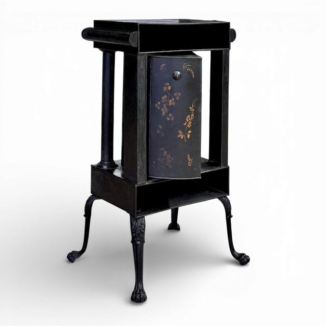 Metal Early 19th Century Neoclassical Japanned Tole and Iron Rotating Plate Warmer For Sale - Image 7 of 11