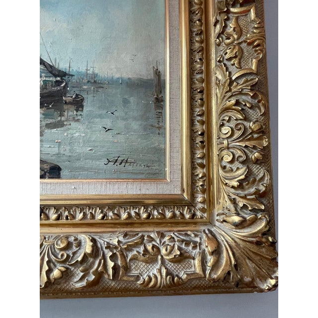 A. Masson “Anvers From the River” Oil Painting. 19th Century, France. For Sale - Image 4 of 9