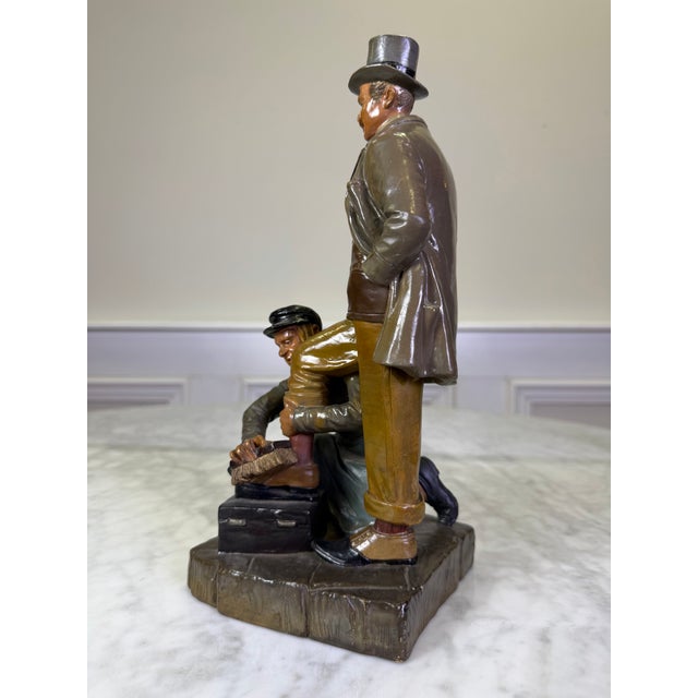 Antique 1900 Bernard Bloch Austrian Polychrome Terracotta Shoeshiner Sculpture For Sale - Image 4 of 8