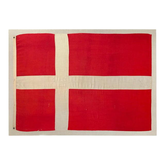 Early 20th Century Mounted Danish Flag For Sale