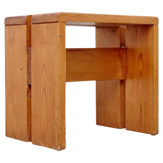 Pine Wood Stool by Charlotte Perriand for Les Arcs For Sale