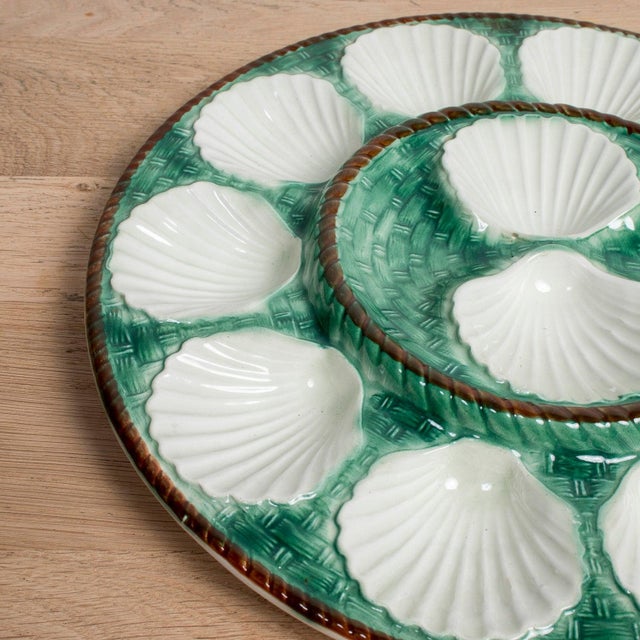 19th Century French St. Clement Basketweave and Rope Oyster Platter or Master Server For Sale In Birmingham - Image 6 of 10