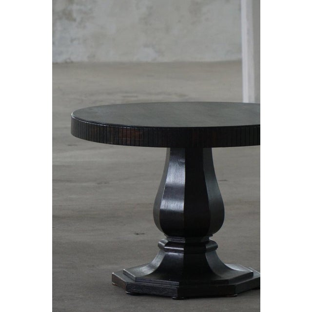 Vintage Danish Round Art Deco Console Table in Ebonized Oak, 1930s For Sale - Image 12 of 18