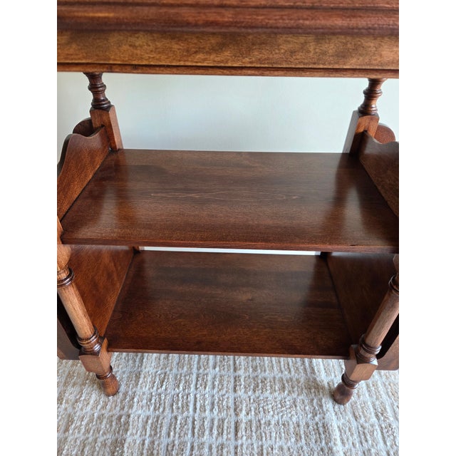 Mid 20th Century Three-Tiered Vintage Mahogany Finish Side Table For Sale - Image 5 of 6