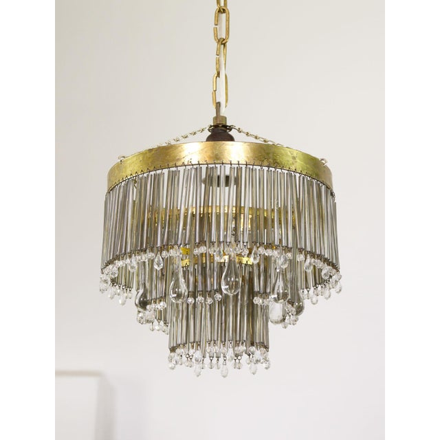 Mid-Century Modern Teardrop Three-Tier Pendant Light in Brass and Crystal, 19560s For Sale - Image 14 of 15