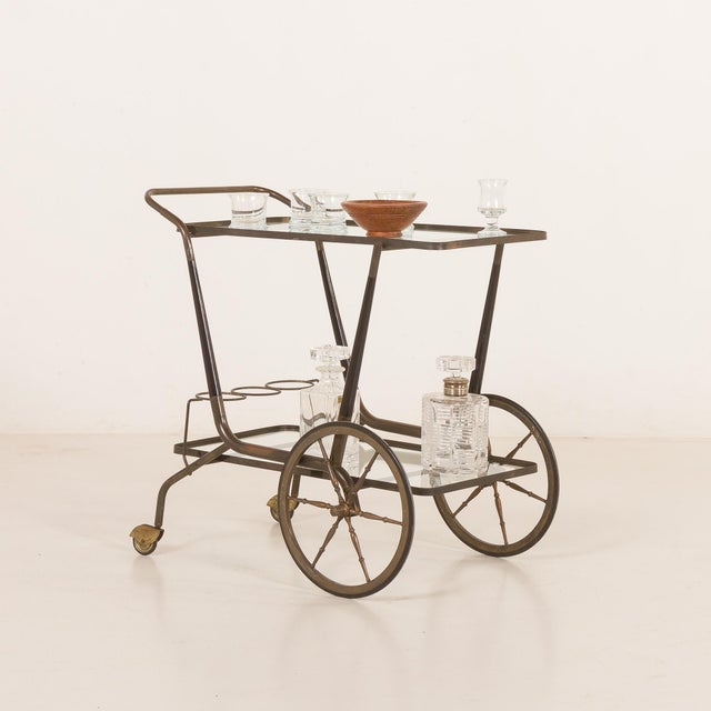 Mid-Century Italian Bar Cart attributed to Cesare Lacca, 1950s For Sale - Image 13 of 13