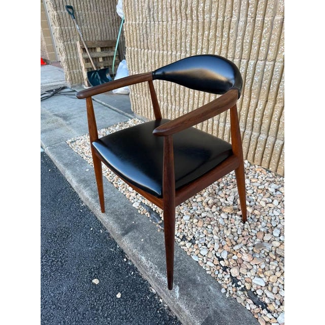 Mid 20th Century Mid 20th Century Mid Century " Model Casala" Teak Black Vinyl Armchair For Sale - Image 5 of 12