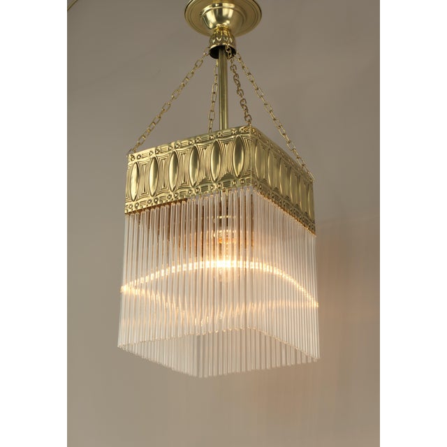 Metal Art Nouveau French Hanging Lamp with Glass Rods, 1890s For Sale - Image 7 of 9