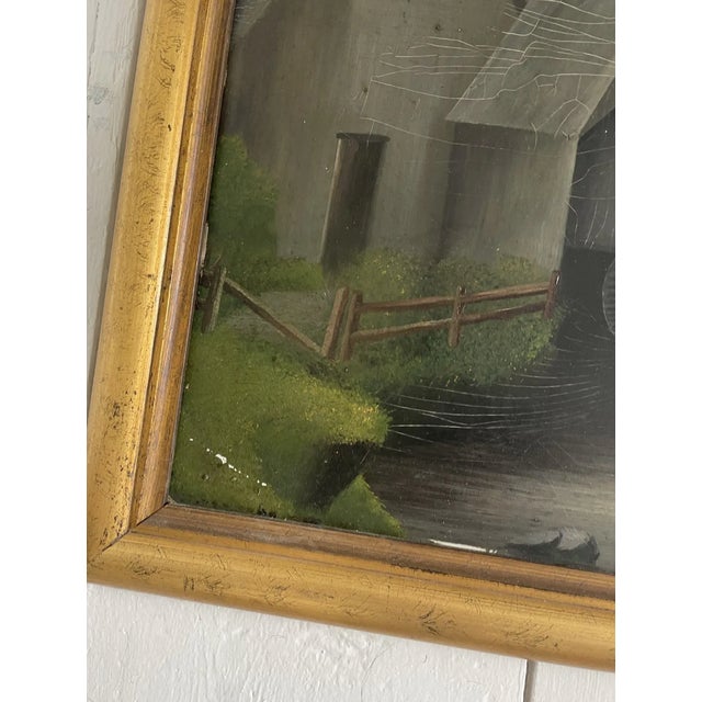 Mid 19th Century 19th Century Landscape Oil Painting on Panel Framed in Golden Wood For Sale - Image 5 of 5